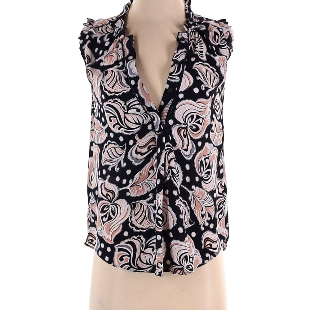 Ann Taylor Black and Pink Swirl Blouse